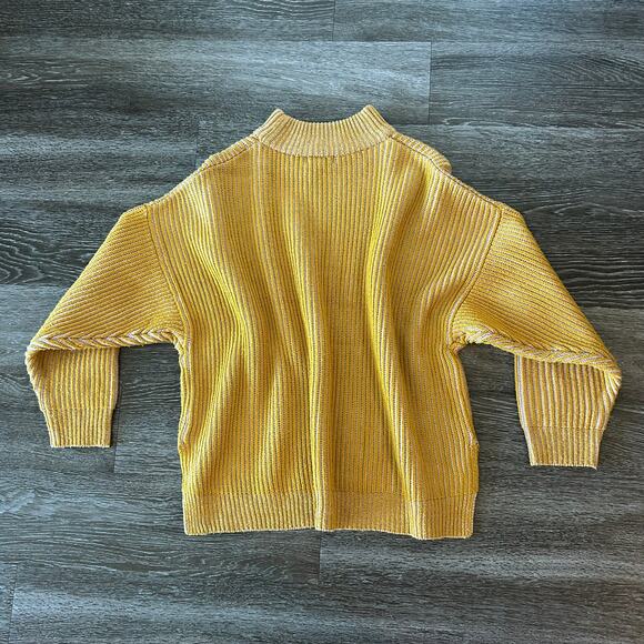Topshop Mustard Yellow Ribbed Mock Neck Pullover Sweater Size 6 Oversized Knit - Picture 7 of 13